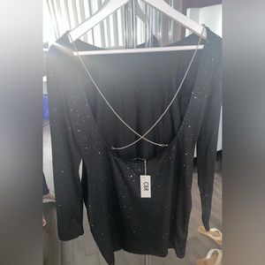 Black long sleeve s t a r g a z e dress with Silver chain back